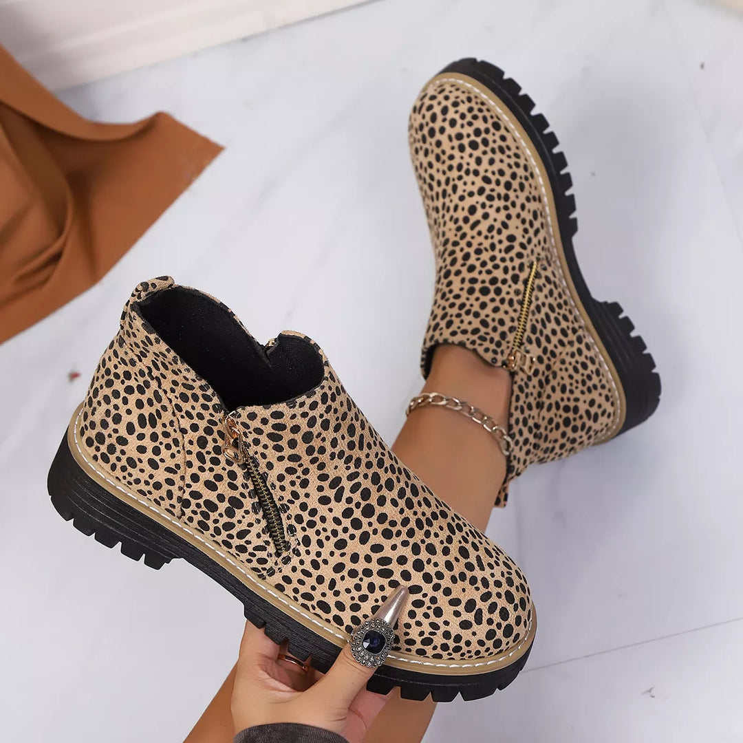 Wild at Heart Leopard Print Zip Ankle Boots
