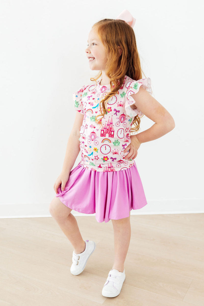 Mila &amp; Rose Girls Princess &amp; the Froggie Short Sleeve Ruffle Tee – Toddler &amp; Kids Sizes