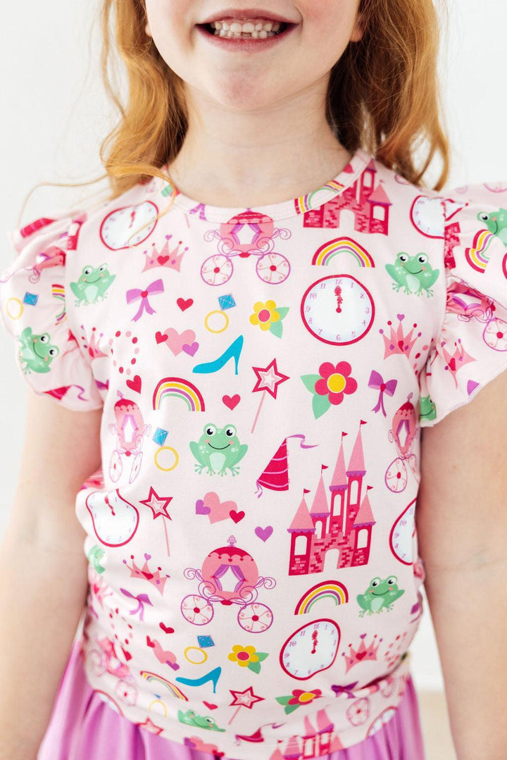 Mila &amp; Rose Girls Princess &amp; the Froggie Short Sleeve Ruffle Tee – Toddler &amp; Kids Sizes