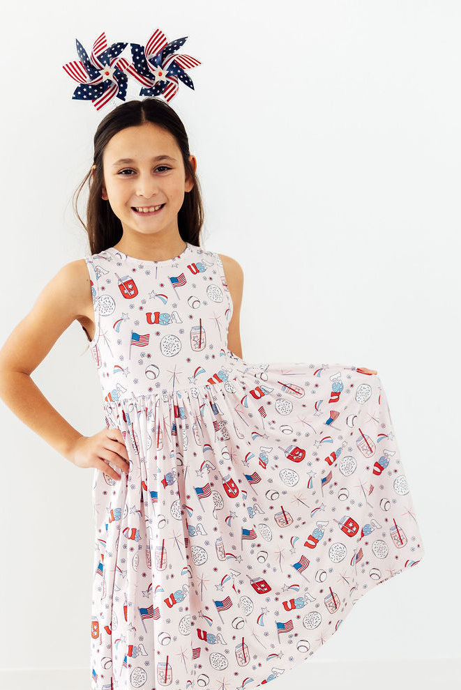 Mila &amp; Rose Girls Born in the USA Tank Twirl Dress – Toddler &amp; Kids Sizes