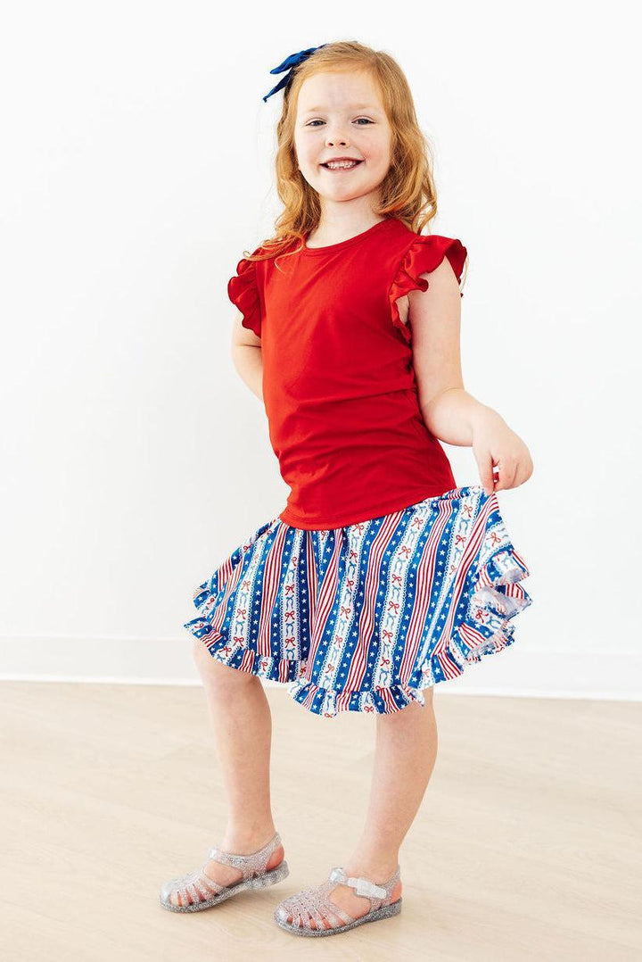 Mila &amp; Rose Girls All-American Girl Ruffle Twirl Skort with Built-In Shorts – Toddler &amp; Kids Sizes