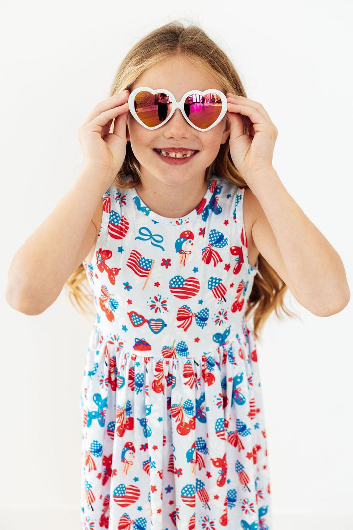 Mila &amp; Rose Girls Little Miss Liberty Tank Twirl Dress – Toddler &amp; Kids Sizes